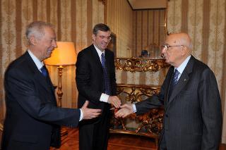 Il Presidente Giorgio Napolitano con il Presidente della Regione Liguria Dott. Claudio Burlando, e il Dott. Alessandro Repetto, Presidente della Provincia Genova