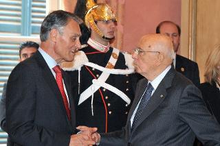 Il Presidente Giorgio Napolitano accoglie il Presidente del Portogallo Aníbal António Cavaco Silva a Palazzo Grimaldi della Meridiana per il VII Symposium Cotec Europa