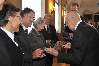 Il Presidente Giorgio Napolitano durante la cerimonia di consegna delle insegne di Cavaliere dell'Ordine &quot;Al Merito del Lavoro&quot;