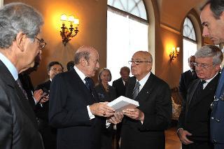 Il Presidente Giorgio Napolitano nel corso della cerimonia di consegna delle insegne di Cavaliere dell'Ordine &quot;Al Merito del Lavoro&quot;