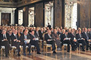 Il Presidente Giorgio Napolitano durante la cerimonia di consegna delle insegne di Cavaliere dell'Ordine &quot;Al Merito del Lavoro