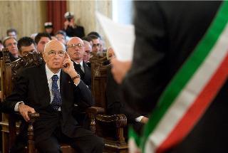 Il Presidente Giorgio Napolitano nel corso del convegno &quot;Mazzini e la Democrazia&quot;all'Università degli Studi di Pisa