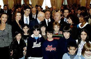 Il Presidente Giorgio Napolitano al termine dell'incontro con una delegazione dell'UNICEF Italia.