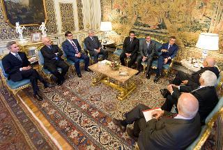 Il Presidente della Repubblica Giorgio Napolitano nel corso dell'incontro con una delegazione dell'Associazione delle Industrie del Dolce e della Pasta Italiane