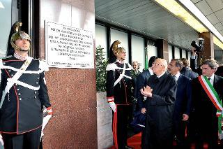 Il Presidente Giorgio Napolitano nel corso dello scoprimento di una targa commemorativa in occasione del 150° dell'Unità d'Italia e nella ricorrenza del 90° anniversario della traslazione della salma del Milite Ignoto da Aquileia a Roma
