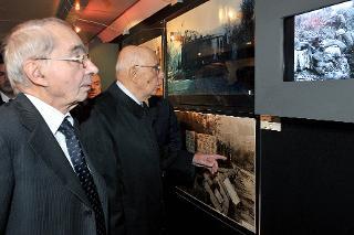 Il Presidente Giorgio Napolitano visita la mostra allestita all'interno delle carrozze del Treno del Milite Ignoto dal titolo &quot;1921. Da Aquileia a Roma. Il Viaggio del Milite Ignoto&quot;