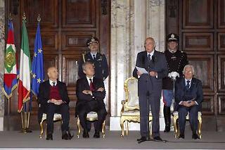 Il Presidente Giorgio Napolitano durante il suo intervento in occasione della cerimonia di consegna delle decorazioni nel Giorno del Ricordo