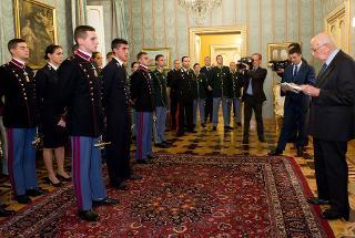 Il Presidente Giorgio Napolitano rivolge il suo indirizzo di saluto agli Allievi delle Accademie Militari