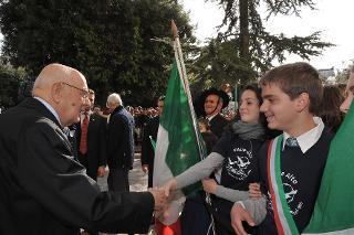 Il Presidente Giorgio Napolitano al suo arrivo alla Casa Circondariale di Turi