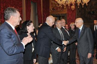 Il Presidente Giorgio Napolitano nel corso dell'incontro con una delegazione dell'ASILM - American Society of the Italian Legions of Merit