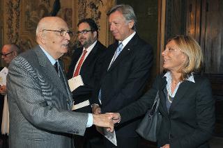 Il Presidente Giorgio Napolitano con la Dott.ssa Caterina Miraglia, Presidente della Fondazione Campania dei Festival, in occasione della Giornata dello Spettacolo