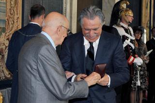 Il Presidente Giorgio Napolitano con Lando Buzzanca in occasione della Giornata dello Spettacolo
