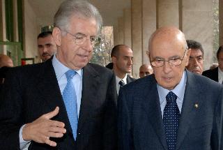Il Presidente Giorgio Napolitano con Mario Monti, Presidente dell'Università Commerciale &quot;Luigi Bocconi&quot;, in occasione della cerimonia di inaugurazione dell'Anno Accademico