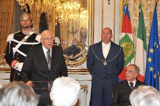 Il Presidente Giorgio Napolitano nel corso della cerimonia di presentazione dei nuovi Soci dell'Accademia Nazionale dei Lincei