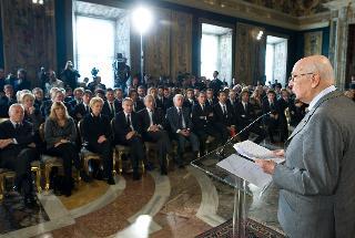 Il Presidente Giorgio Napolitano nel corso dell'incontro con i &quot;Nuovi Cittadini italiani&quot;