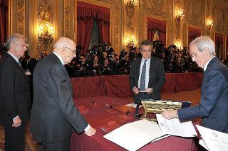 ll Presidente Giorgio Napolitano con Fabrizio Barca, Ministro della Coesione territoriale nel corso del Giuramento del nuovo Governo
