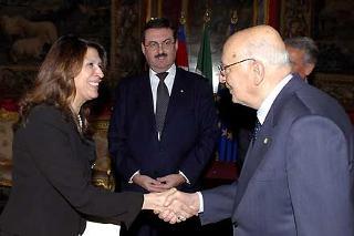 Il Presidente Giorgio Napolitano con la Signora Athena K. Mavronicola, nuovo Ambasciatore della Repubblica di Cipro, in occasione della presentazione delle Lettere Credenzial