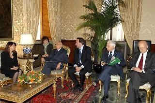 Il Presidente Giorgio Napolitano con la Signora Athena K. Mavronicola, nuovo Ambasciatore della Repubblica di Cipro, in occasione della presentazione delle Lettere Credenziali, durante i colloqui al Quirinale