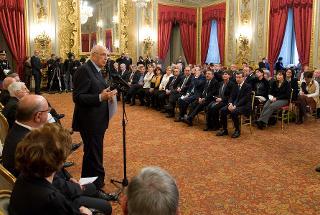 Il Presidente Giorgio Napolitano nel corso dell'incontro con una delegazione della Federazione Chiese Evangeliche in Italia