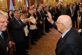 Il Presidente Giorgio Napolitano saluta la delegazione della Federazione Chiese Evangeliche in Italia