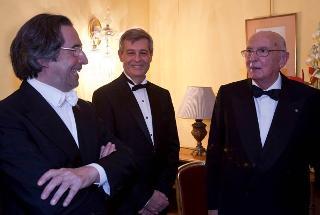 Il Presidente Giorgio Napolitano con il Maestro Riccardo Muti, in occasione della prima del Macbeth di Verdi, che ha inaugurato la stagione 2011-2012 del Teatro dell'Opera di Roma