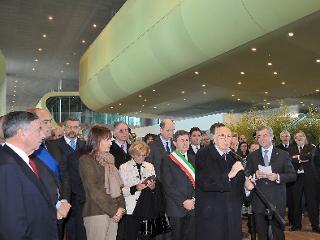 Il Presidente Giorgio Napolitano durante il suo intervento in occasione dell'inaugurazione della nuova Stazione Alta Velocità di Roma Tiburtina
