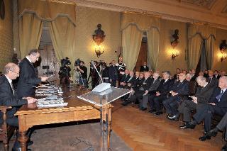 Il Presidente Giorgio Napolitano nel corso del Convegno &quot;Quintino Sella scienziato e statista per l'Unità d'Italia&quot; a Palazzo Corsini