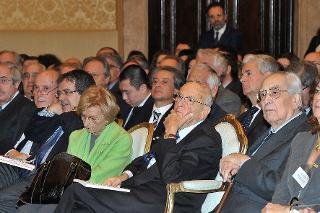 Il Presidente Giorgio Napolitano alla presentazione del primo rapporto della Fondazione Ugo La Malfa &quot;Dati cumulativi di bilancio delle imprese industriali del Mezzogiorno&quot;