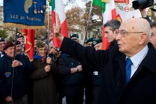 Il Presidente Giorgio Napolitano subito dopo aver deposto una corona d'alloro al monumento dei Martiri di Belfiore