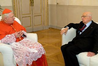 Il Presidente Giorgio Napolitano con S.Em. Rev.ma il Cardinale Angelo Scola, Arcivescovo di Milano