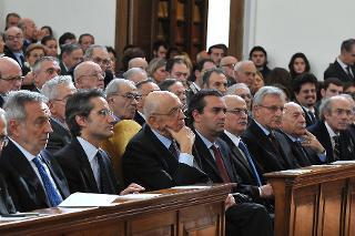Il Presidente Giorgio Napolitano nel corso del Convegno &quot;Le Accademie Nazionali e la Storia d'Italia&quot;