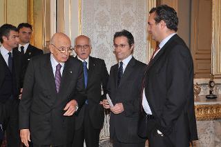 Il Presidente Giorgio Napolitano con Stefano Caldoro, Presidente della Regione Campania, e il Sindaco di Napoli, Luigi De Magistris