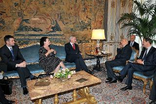 Il Presidente Giorgio Napolitano nel corso dell'incontro con Carl Bildt, Ministro degli Affari Esteri del Regno di Svezia