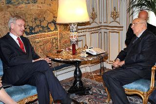 Il Presidente Giorgio Napolitano con Carl Bildt, Ministro degli Affari Esteri del Regno di Svezia, durante i colloqui