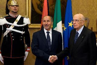 Il Presidente Giorgio Napolitano con il Presidente del Consiglio Nazionale Transitorio Libico Mustafa Abdul Jalil