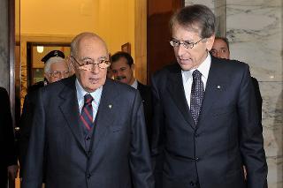 Il Presidente Giorgio Napolitano accolto dal Ministro degli Affari Esteri Giulio Terzi di Sant'Agata in occasione della VIII Conferenza degli Ambasciatori Italiani nel mondo