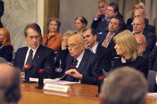 Il Presidente Giorgio Napolitano durante il suo intervento in occasione della VIII Conferenza degli Ambasciatori Italiani nel mondo