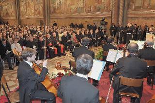 Il Presidente Giorgio Napolitano in un momento del Concerto di Natale al Sacro Convento di Assisi