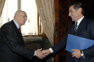 Il Presidente Giorgio Napolitano con il Sen. Carlo Perrin Rappresentanza parlamentare &quot;Autonomie Libertè Democratie&quot;, in occasione delle consultazioni
