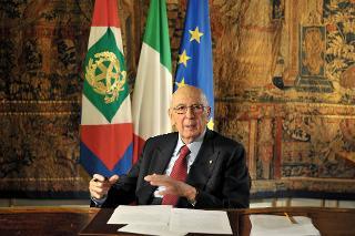 Il Presidente della Repubblica Giorgio Napolitano nel corso del tradizionale messaggio di fine anno agli italiani