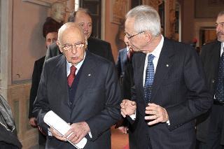 Il Presidente Giorgio Napolitano accolto dal Dott. Pasquale De Lise, Presidente del Consiglio di Stato, in occasione della cerimonia inaugurale dell'Anno Giudiziario del Consiglio di Stato, a Palazzo Spada