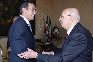 Il Presidente Giorgio Napolitano con Gianfranco Fini, Presidente di Alleanza Nazionale, in occasione delle consultazioni