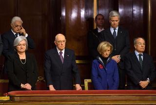 Il Presidente Giorgio Napolitano durante la solenne commemorazione del Presidente Emerito della Repubblica, Sen. Oscar Luigi Scalfaro