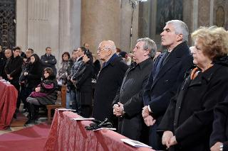 Il Presidente Giorgio Napolitano alla Santa Messa in suffragio delle vittime della nave Costa Concordia, nella Basilica di Santa Maria degli Angeli e dei Martiri