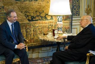 Il Presidente Giorgio Napolitano nel corso dei colloqui con il nuovo Presidente del Consiglio di Stato Giancarlo Coraggio