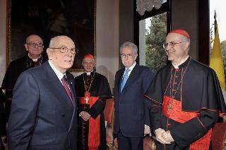 Il Presidente Giorgio Napolitano a Palazzo Borromeo in occasione della ricorrenza della firma dei Patti Lateranensi e dell'Accordo di Revisione del Concordato