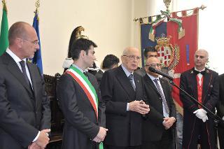 Il Presidente Giorgio Napolitano durante il suo intervento a Palazzo Civico