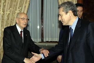 Il Presidente Giorgio Napolitano con Francesco Rutelli, Presidente de La Margherita, in occasione delle consultazioni