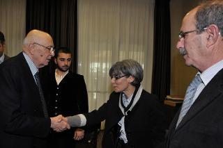 Il Presidente Giorgio Napolitano con i familiari di Rossella Urru