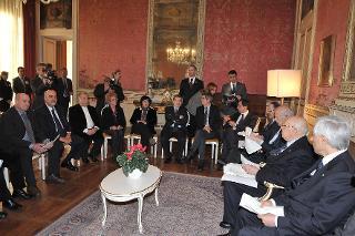 Il Presidente Giorgio Napolitano durante l'incontro con i rappresentanti sindacali regionali